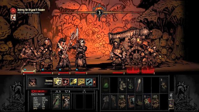 Oto boss i jego pomocnicy w całej okazałości. - Darkest Dungeon: Jak pokonać bossa Brigand Pounder? - Darkest Dungeon - poradnik do gry