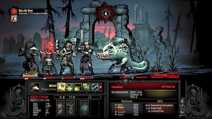 Krokodylowaty (Crocodilian) to pierwszy poważny przeciwnik, którego spotkasz na Dziedzińcu. - Darkest Dungeon The Crimson Court: Niebezpieczni wrogowie (Dziedziniec) - Darkest Dungeon - poradnik do gry