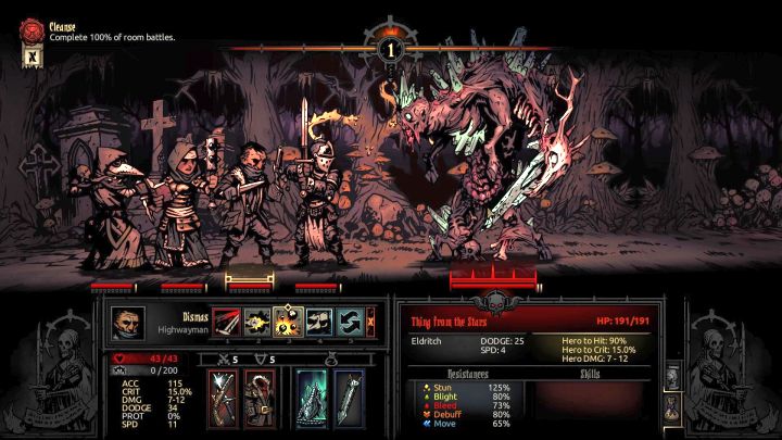 Startowa drużyna poradzi sobie i z tym bossem. - Darkest Dungeon The Color of Madness: Jak pokonać bossa Gwiezdny Stwór (Thing from the Stars)? - Darkest Dungeon - poradnik do gry