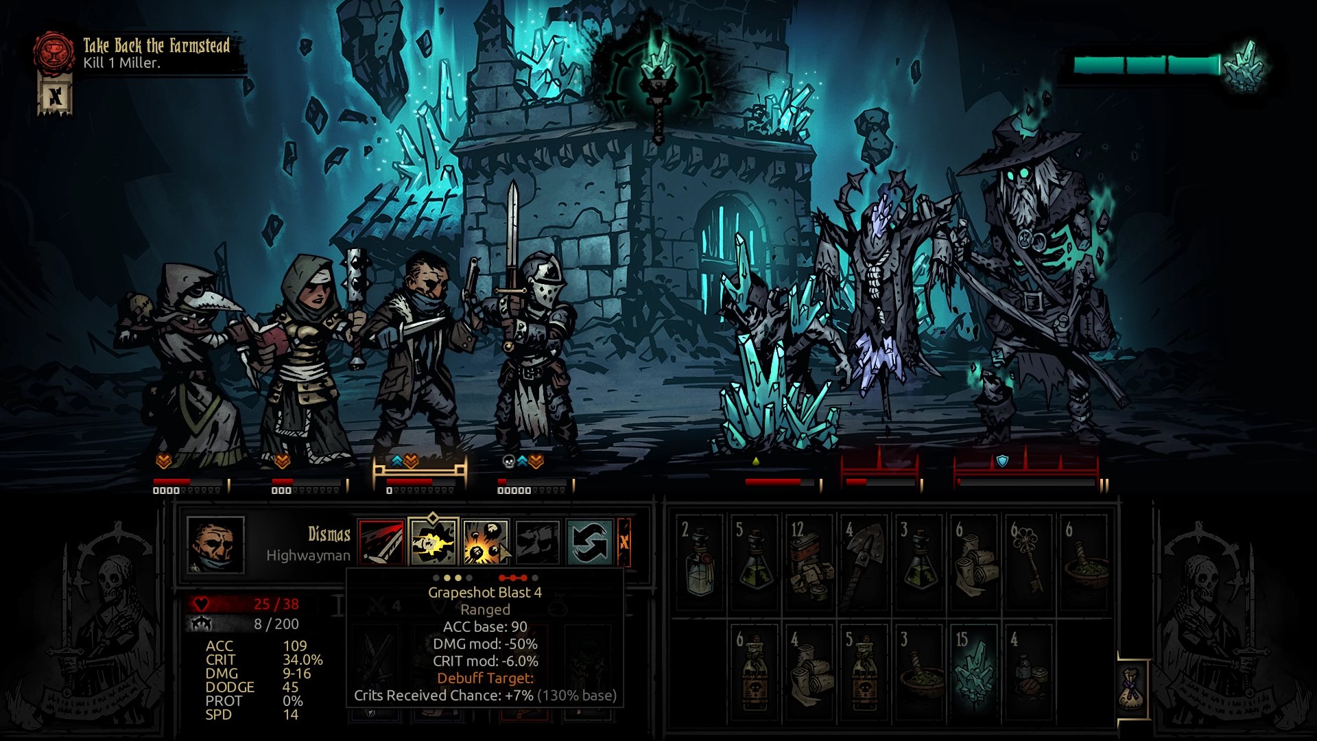 Standardowa, startowa drużyna świetnie sprawdza się podczas dwóch pierwszych misji na Farmie. - Darkest Dungeon The Color of Madness: Najlepsza drużyna - Darkest Dungeon - poradnik do gry