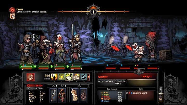 Gatekeeper - wróg, od którego zebrać można Zaproszenie. - Darkest Dungeon The Crimson Court: Wejście na Dziedziniec (Dziedziniec) - Darkest Dungeon - poradnik do gry