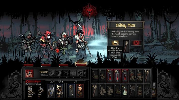 Interakcja z Mgłą bez pochodni może bardzo źle się skończyć. - Darkest Dungeon The Crimson Court: Ciekawostki (Curio) (Dziedziniec) - Darkest Dungeon - poradnik do gry