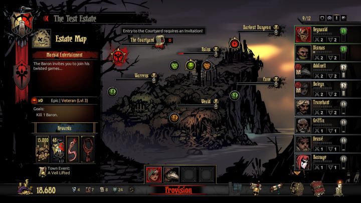 Nowa strefa, Dziedziniec, to jedna z głównych atrakcji dodatku. - Darkest Dungeon: O dodatku The Crimson Court - Darkest Dungeon - poradnik do gry
