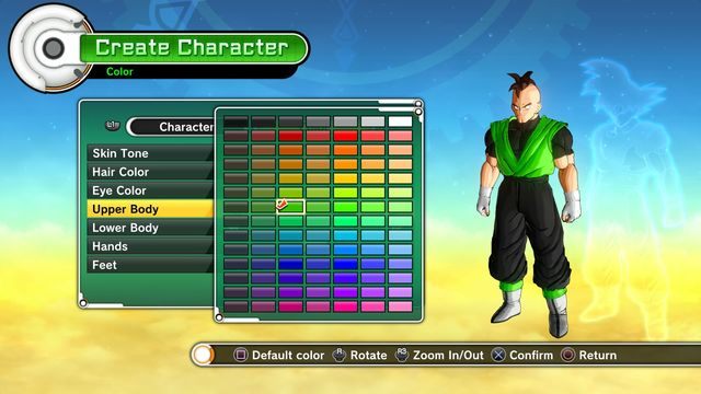 Tworzenie postaci - dostosowanie koloru uniformu - Tworzenie postaci | Informacje wstępne w Dragon Ball Xenoverse - Dragon Ball: Xenoverse - poradnik do gry