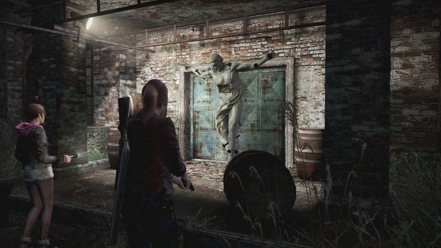 Przeczytaj identyfikator pozostawiony na rzeźbie Prometeusza. - Idź do fabryki | Wyrok - Claire | Resident Evil Revelations 2 - Resident Evil: Revelations 2 - Kolonia Karna - poradnik do gry