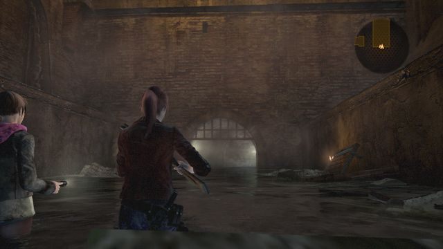Przed wejsciem z lewej strony odnajdziesz Rysunek Kafki. - Przedostań się przez ścieki | Wyrok - Claire | Resident Evil Revelations 2 - Resident Evil: Revelations 2 - Kolonia Karna - poradnik do gry