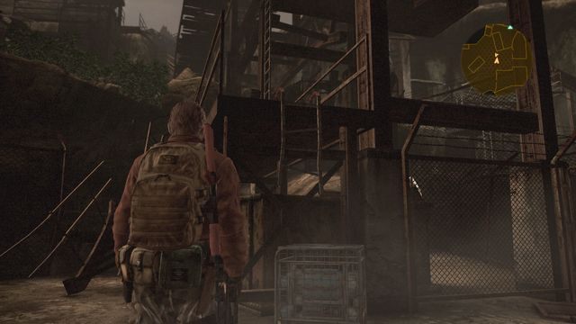 W miejscu pokazanym na screenie ustaw ją na dole, dzięki czemu będziesz mógł dostać się wyżej (skrzynia po drodze), a stamtąd po drabinie jeszcze wyżej - Odszukaj Alex - Przywrócenie zasilania | Wyrok - Barry - Resident Evil: Revelations 2 - Kolonia Karna - poradnik do gry