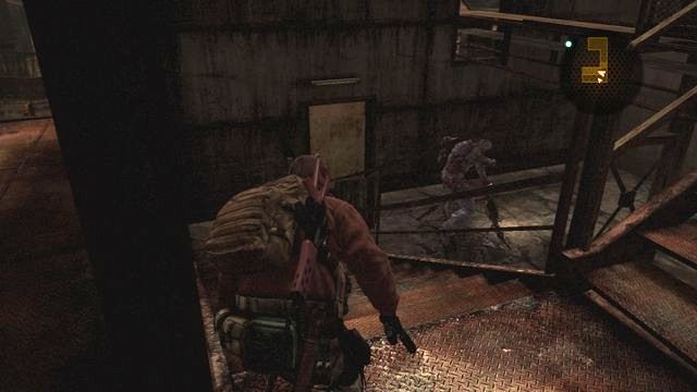 W środku budynku natkniesz się na pojedynczego przeciwnika. - Odszukaj Alex - Przywrócenie zasilania | Wyrok - Barry - Resident Evil: Revelations 2 - Kolonia Karna - poradnik do gry