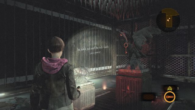 W pierwszej fabryce, na pierwszym piętrze, w pokoju jastrzębim - podejdź do graffiti - Wyrok - Claire | Dokumenty | Resident Evil Revelations 2 - Resident Evil: Revelations 2 - Kolonia Karna - poradnik do gry