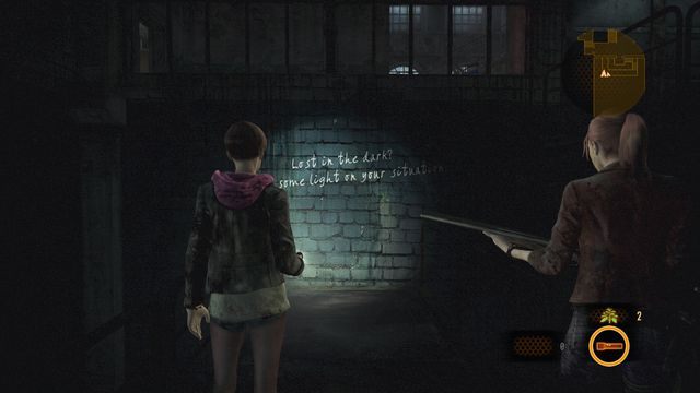 Po zebraniu klucza z pokoju jastrzębiego i zejściu na parter do sali z laserami przed zejściem na sam dół odbij w prawo, gdzie na ścianie zauważysz namalowane graffiti - Wyrok - Claire | Dokumenty | Resident Evil Revelations 2 - Resident Evil: Revelations 2 - Kolonia Karna - poradnik do gry