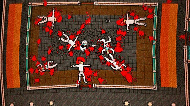 Poczekaj, aż strażnik znajdzie się po prawej stronie, po czym pobiegnij po strzelbę - Apocalypse | Epilog i bonusowa misja | Hotline Miami 2 Wrong Number - Hotline Miami 2: Wrong Number - poradnik do gry