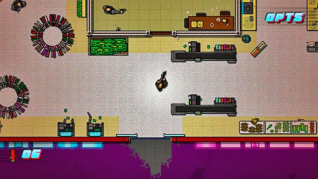 Po prawej znajdziesz strzelca celującego w ścianę - Scene 2 - Homicide | Act 1 - Exposition | Hotline Miami 2 Wrong Number - Hotline Miami 2: Wrong Number - poradnik do gry