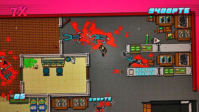 Po pozbyciu się obu wrogów idź w dół, aż do ostatnich drzwi - Scene 2 - Homicide | Act 1 - Exposition | Hotline Miami 2 Wrong Number - Hotline Miami 2: Wrong Number - poradnik do gry