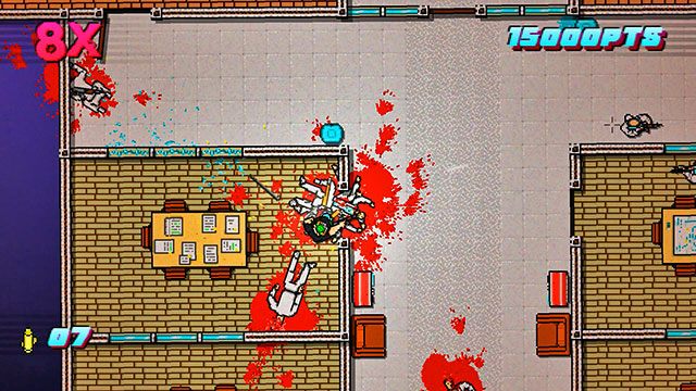 Prędzej czy później pozbędziesz się wszystkich strzelców, a na planszy zostaną tylko wrogowie z bronią białą - Scene 3 - Hard News | Act 1 - Exposition | Hotline Miami 2 Wrong Number - Hotline Miami 2: Wrong Number - poradnik do gry