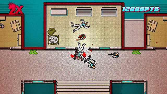 Na piętrze znajduje się jeszcze jeden patrol - Scene 5 - First Trial | Act 2 - Rising | Hotline Miami 2 Wrong Number - Hotline Miami 2: Wrong Number - poradnik do gry