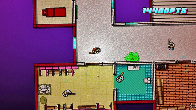 Po oczyszczeniu całej planszy idź do sauny - Scene 5 - First Trial | Act 2 - Rising | Hotline Miami 2 Wrong Number - Hotline Miami 2: Wrong Number - poradnik do gry