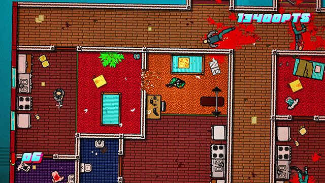 Na górze wpierw zabij strażnika z bronią białą - Scene 6 - Moving Up | Act 2 - Rising | Hotline Miami 2 Wrong Number - Hotline Miami 2: Wrong Number - poradnik do gry