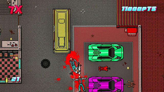 Po lewej czeka cię kolejna trójka strzelców - Scene 7 - No Mercy | Act 2 - Rising | Hotline Miami 2 Wrong Number - Hotline Miami 2: Wrong Number - poradnik do gry