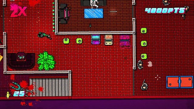 Przy odrobinie szczęścia trafisz ten przestępców z kolejnego pomieszczenia - Scene 8 - Execution | Act 2 - Rising | Hotline Miami 2 Wrong Number - Hotline Miami 2: Wrong Number - poradnik do gry