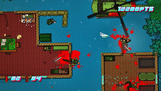 Będąc na ostatniej planszy wychyl się zza rogu i strzel - Scene 9 - Ambush | Act 3 - Climax | Hotline Miami 2 Wrong Number - Hotline Miami 2: Wrong Number - poradnik do gry