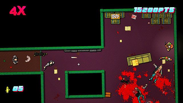 Zabierz jednemu z martwych broń i spójrz na pokój po lewej - Scene 10 - Into the Pit | Act 3 - Climax | Hotline Miami 2 Wrong Number - Hotline Miami 2: Wrong Number - poradnik do gry