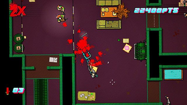 Przedostatnią grupę znajdziesz w dolnej, prawej części planszy - Scene 10 - Into the Pit | Act 3 - Climax | Hotline Miami 2 Wrong Number - Hotline Miami 2: Wrong Number - poradnik do gry