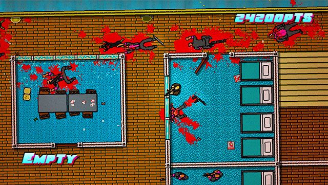 Możesz też odwrócić kolejność, gdyż zabicie strażnika w pierwszym pokoju niemal na pewno zwabi jego kolegów - Scene 11 - Dead Ahead | Act 3 - Climax | Hotline Miami 2 Wrong Number - Hotline Miami 2: Wrong Number - poradnik do gry