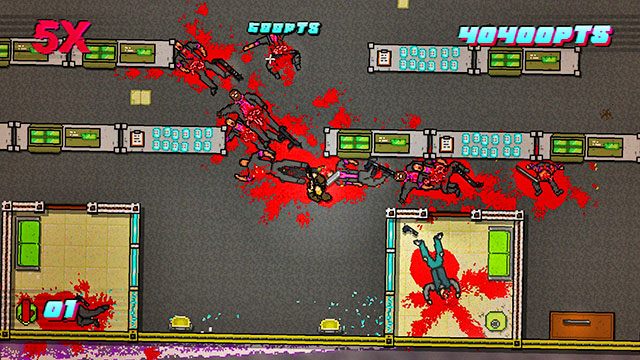 Możesz również spojrzeć w górę i oddać kilka strzałów do wrogów w przeszklonym pomieszczeniu - Scene 11 - Dead Ahead | Act 3 - Climax | Hotline Miami 2 Wrong Number - Hotline Miami 2: Wrong Number - poradnik do gry