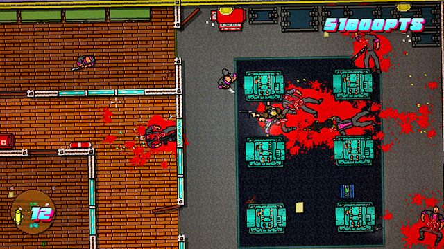 W przeszklonym pomieszczeniu po lewej znajdziesz kolejną czwórkę - Scene 11 - Dead Ahead | Act 3 - Climax | Hotline Miami 2 Wrong Number - Hotline Miami 2: Wrong Number - poradnik do gry
