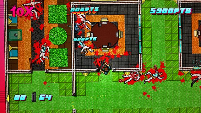 Odwróć się w prawo i strzel przez okno do dwóch kolejnych strażników - Scene 12 - Death Wish | Act 3 - Climax | Hotline Miami 2 Wrong Number - Hotline Miami 2: Wrong Number - poradnik do gry