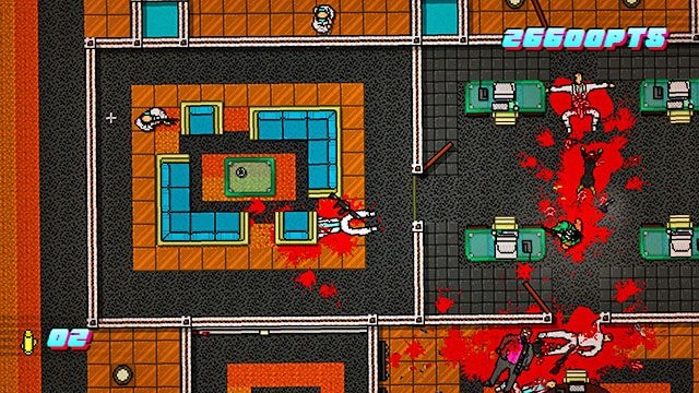 Górny korytarz patroluje dwójka przeciwników - Scene 12 - Death Wish | Act 3 - Climax | Hotline Miami 2 Wrong Number - Hotline Miami 2: Wrong Number - poradnik do gry