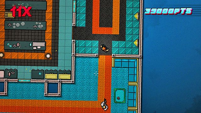 Przed kolejnymi drzwiami czeka dwójka strzelców - Scene 12 - Death Wish | Act 3 - Climax | Hotline Miami 2 Wrong Number - Hotline Miami 2: Wrong Number - poradnik do gry