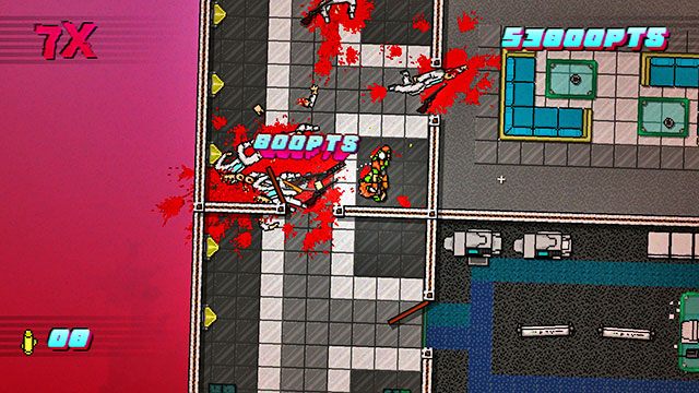 Po prawej czeka cię walka z czterema przeciwnikami, w większości strzelcami - Scene 12 - Death Wish | Act 3 - Climax | Hotline Miami 2 Wrong Number - Hotline Miami 2: Wrong Number - poradnik do gry