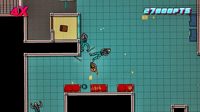 Ściągnij na siebie uwagę kolejnych wrogów znajdujących się wyżej - Scene 13 - Subway | Act 4 - Falling | Hotline Miami 2 Wrong Number - Hotline Miami 2: Wrong Number - poradnik do gry