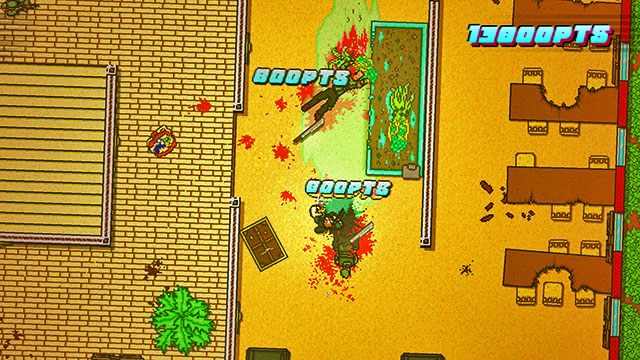 Powyżej schodów trafisz na skrzynkę z amunicją - Scene 14 - Stronghold | Act 4 - Falling | Hotline Miami 2 Wrong Number - Hotline Miami 2: Wrong Number - poradnik do gry