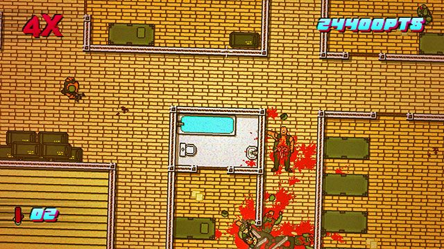 Idź do pomieszczenia po prawej, gdzie znajduje się strzelec - Scene 14 - Stronghold | Act 4 - Falling | Hotline Miami 2 Wrong Number - Hotline Miami 2: Wrong Number - poradnik do gry