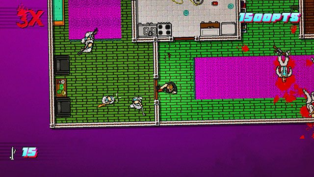 Weź broń palną i stań po lwej stronie pomieszczenia - Scene 15 - Withdrawal | Act 4 - Falling | Hotline Miami 2 Wrong Number - Hotline Miami 2: Wrong Number - poradnik do gry