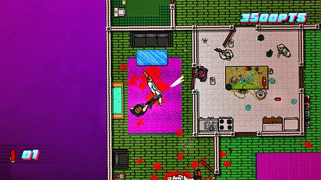Po oczyszczeniu pomieszczenia weź nową broń - Scene 15 - Withdrawal | Act 4 - Falling | Hotline Miami 2 Wrong Number - Hotline Miami 2: Wrong Number - poradnik do gry