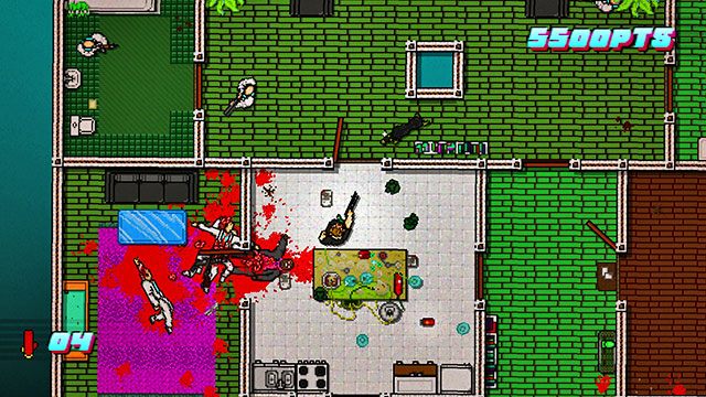 Ostatnich dwóch wrogów znajdziesz w pokojach w górnym lewym i górnym prawym rogu mapy - Scene 15 - Withdrawal | Act 4 - Falling | Hotline Miami 2 Wrong Number - Hotline Miami 2: Wrong Number - poradnik do gry