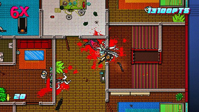 Po pierwszej masakrze weź nową broń i otwórz górne drzwi - Scene 15 - Withdrawal | Act 4 - Falling | Hotline Miami 2 Wrong Number - Hotline Miami 2: Wrong Number - poradnik do gry