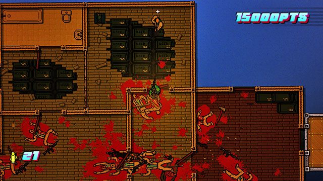 Kolejnego mięśniaka wraz z obstawą znajdziesz na dole po lewej - Scene 18 - Demolition | Act 5 - Intermission | Hotline Miami 2 Wrong Number - Hotline Miami 2: Wrong Number - poradnik do gry