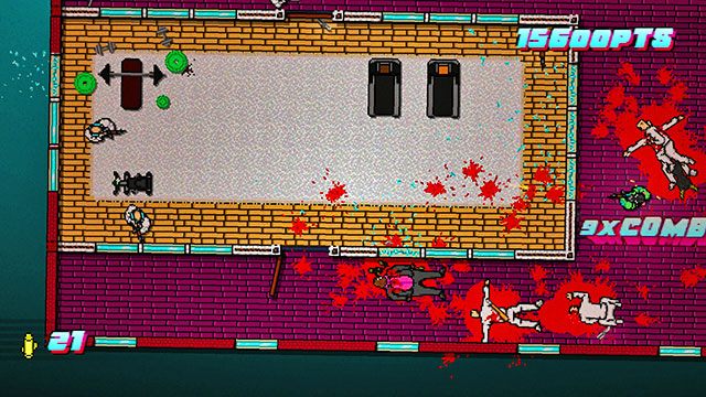 Zacznij oczyszczanie reszty poziomu od górnego, lewego pomieszczenia - Scene 19 - House Call | Act 5 - Intermission | Hotline Miami 2 Wrong Number - Hotline Miami 2: Wrong Number - poradnik do gry