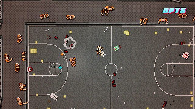 Po wejściu na planszę natychmiast idź do góry i zabij stojących tam strażników - Scene 20 - Release | Act 5 - Intermission | Hotline Miami 2 Wrong Number - Hotline Miami 2: Wrong Number - poradnik do gry