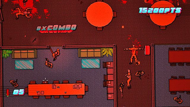 Kolejnego strzelca znajdziesz na dole po prawej - Scene 20 - Release | Act 5 - Intermission | Hotline Miami 2 Wrong Number - Hotline Miami 2: Wrong Number - poradnik do gry