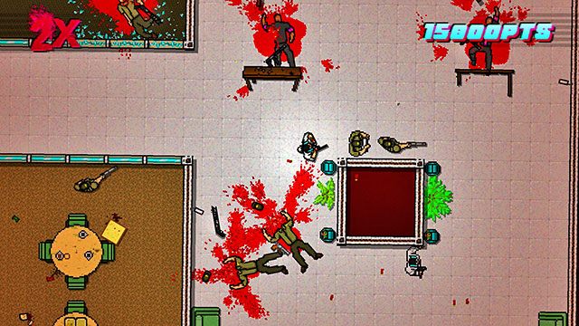 W toaletach mogą czekać na ciebie kolejni strażnicy, o ile wcześniej nie zwabił ich hałas strzelaniny - Scene 22 - Blood Money | Act 6 - Catastrophe | Hotline Miami 2 Wrong Number - Hotline Miami 2: Wrong Number - poradnik do gry