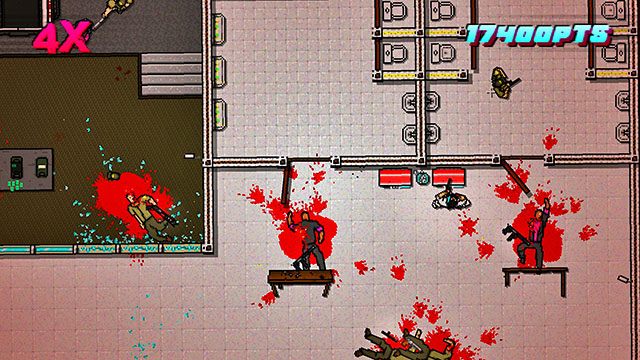 W obu pomieszczeniach po lewej znajdują się strzelcy - Scene 22 - Blood Money | Act 6 - Catastrophe | Hotline Miami 2 Wrong Number - Hotline Miami 2: Wrong Number - poradnik do gry