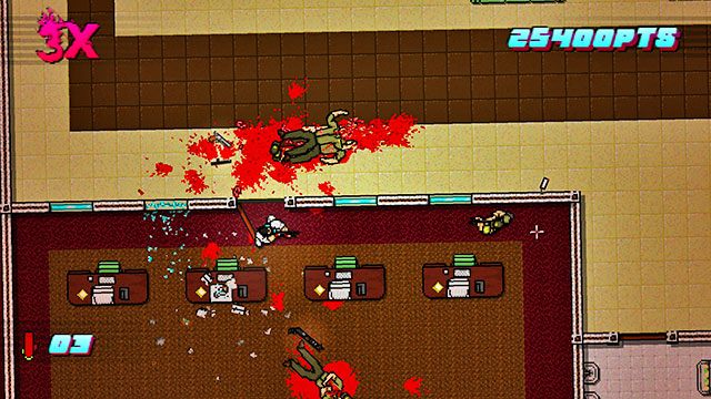 Idź do góry i zastrzel przebywających w pomieszczeniu wrogów - Scene 22 - Blood Money | Act 6 - Catastrophe | Hotline Miami 2 Wrong Number - Hotline Miami 2: Wrong Number - poradnik do gry