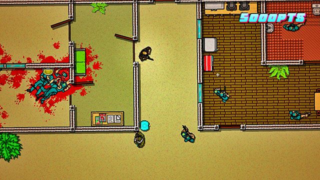 Stań w korytarzu i strzel przez okno do strażnika z prawego pokoju - Scene 23 - Caught | Act 6 - Catastrophe | Hotline Miami 2 Wrong Number - Hotline Miami 2: Wrong Number - poradnik do gry