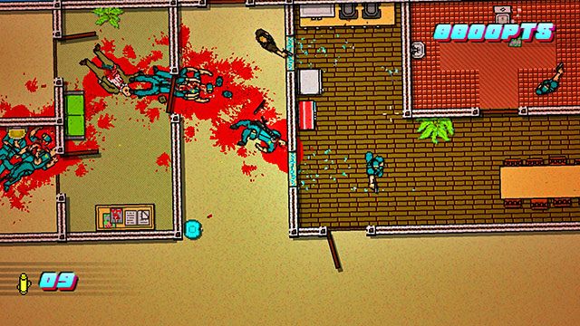 Kolejnych strażników znajdziesz na dole - Scene 23 - Caught | Act 6 - Catastrophe | Hotline Miami 2 Wrong Number - Hotline Miami 2: Wrong Number - poradnik do gry