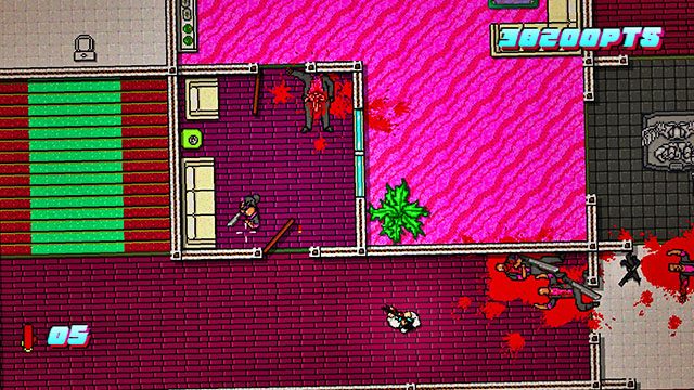 Idź do góry, uważając na ocalałych przeciwników - Scene 24 - Take Over | Act 6 - Catastrophe | Hotline Miami 2 Wrong Number - Hotline Miami 2: Wrong Number - poradnik do gry